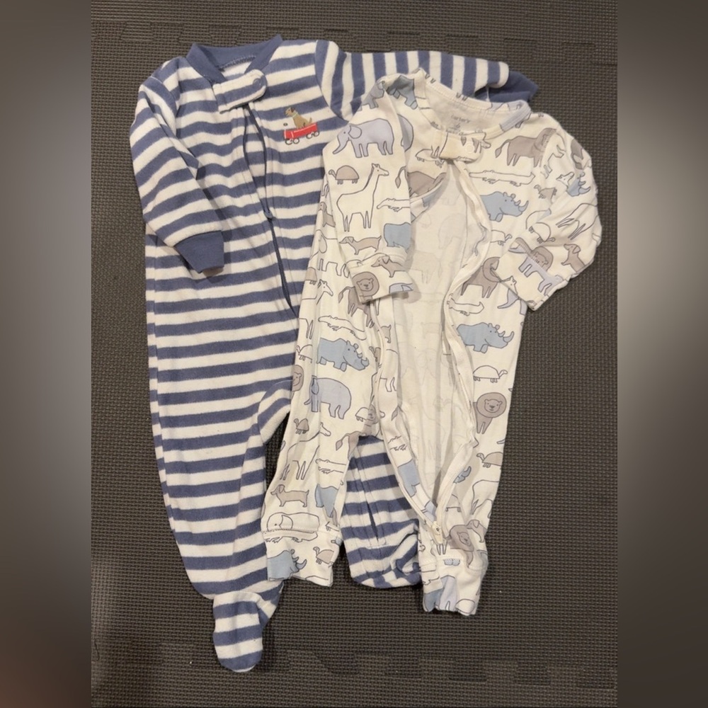 Carter's Blue and White Striped Footies Set